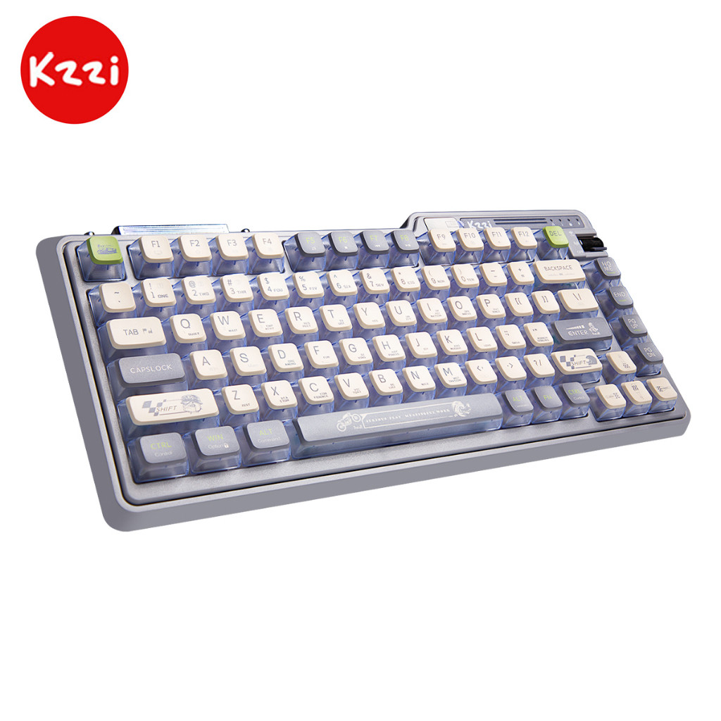 KZZI Kezhi K75 Pro + Knight Keyboard Mekanis Tiga Mode Nirkabel Gasket Gaming RGB Backlit 80% Keyboa