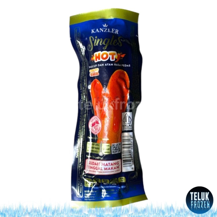 

kanzler singles hot 60g sosis sapi ayam pedas 60 g gram beef chicken sausage spicy siap makan daging olahan HALAL Enak Murah Pedes Cabai Cabe Gurih