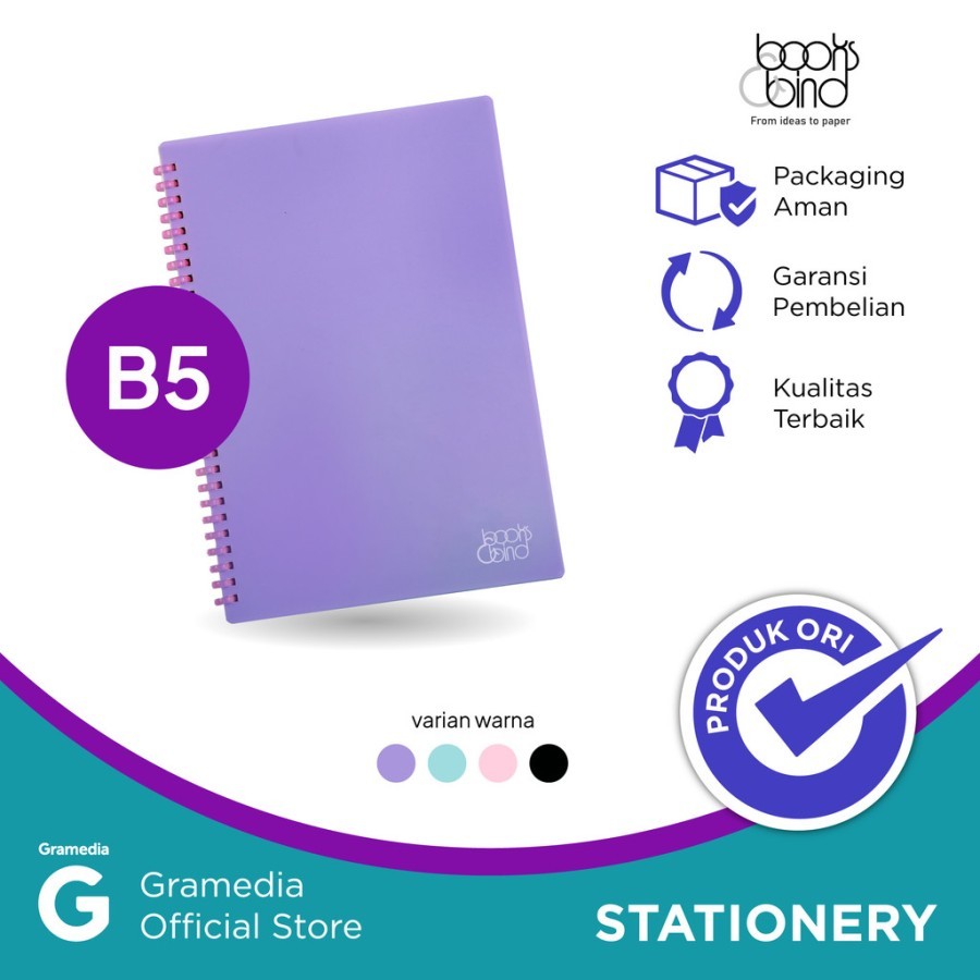 

Gramedia-BOOKS&BIND SOFT SPIRAL NOTEBOOK PP B5 PURPLE