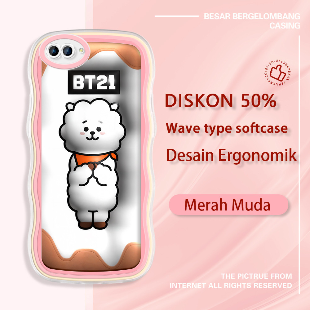 jinsouwe OPPO NEO 9 A3S A5 A7 A5S A9 2020 A12 A12S A12E  Casing Ponsel  BT21 Baby BTS RJ 3D  warna-w