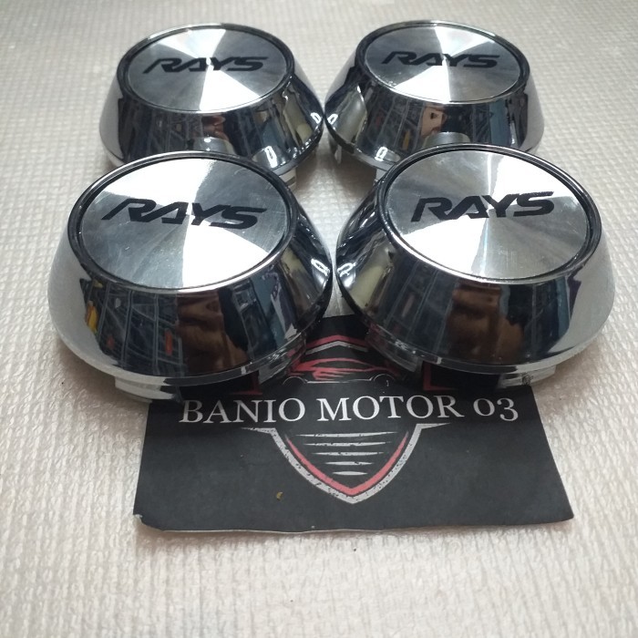 DOP RODA TUTUP VELG MOBIL RACING VARIASI CROME KERUCUT LOGO RAYS 6,5CM TERBATAS
