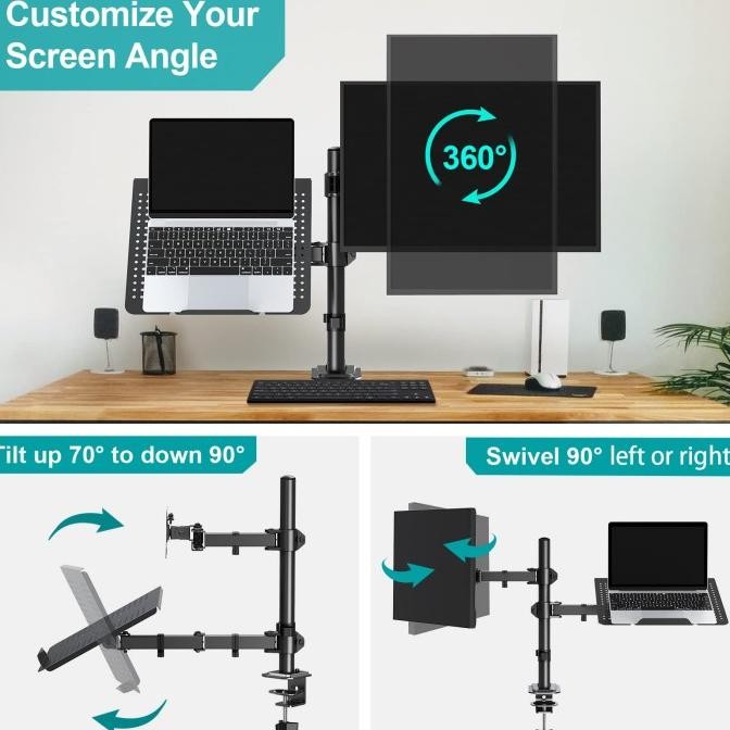 Bracket Monitor Dual Arm Monitor & Laptop Stand Afw - B01