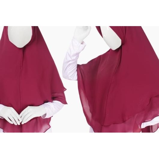 Jilbab Sifon Arab Dua Layer Tumpuk El Oval - Bahan Chiffon Silky