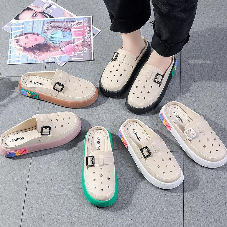 Kekinian Sepatu Sandal Wedges Wanita Jelly Gesper Terbaru 2023 Ew-98