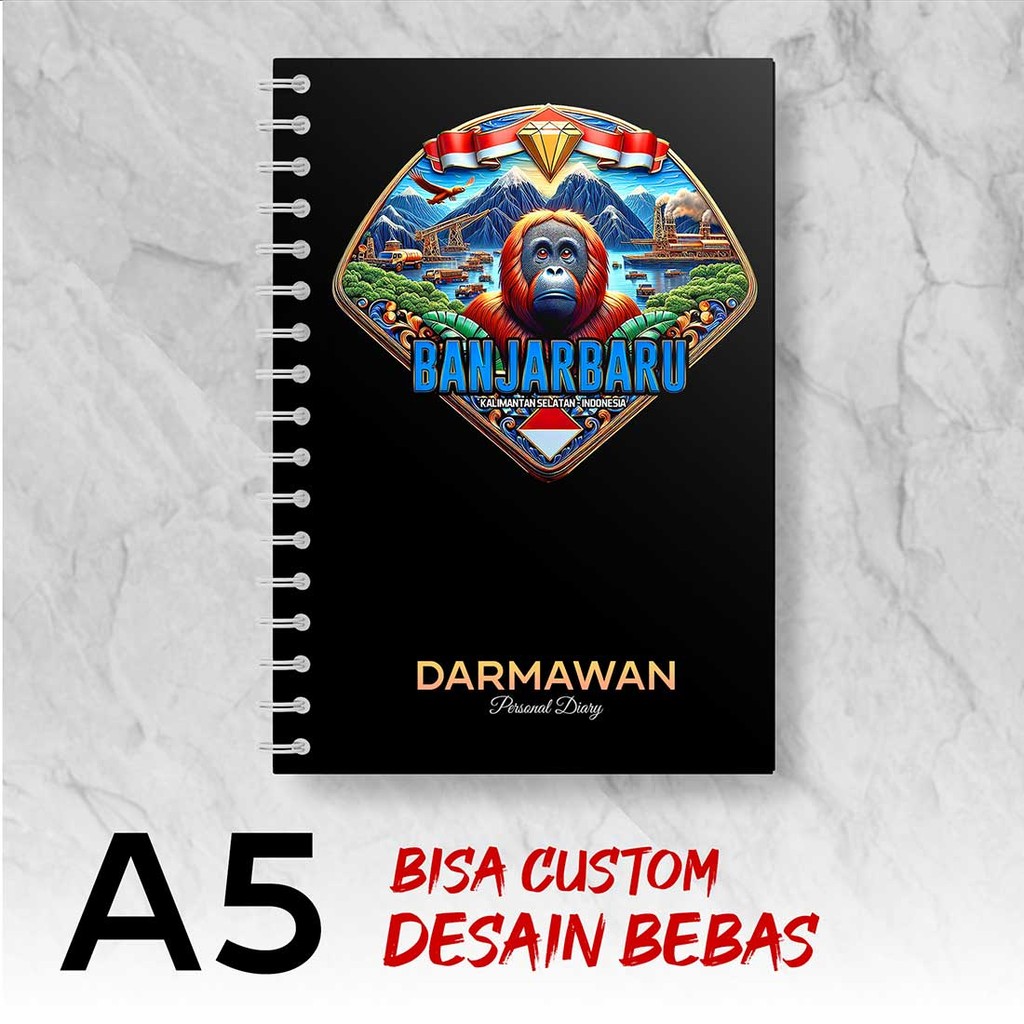 

Blocknote A5 Notebook Custom BANJARBARU - KALIMANTAN SELATAN Desain Bebas - Spiral Kawat - BJBX2