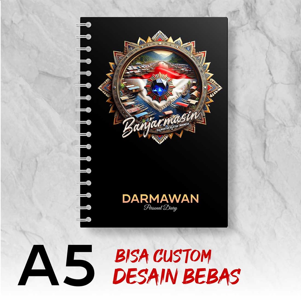 

Blocknote A5 Notebook Custom BANJARMASIN - KALIMANTAN SELATAN Desain Bebas - Spiral Kawat - BJMX3