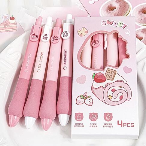 

fbx-4 Set 4pcs Pulpen Aesthetic / Gel Pen / Pulpen Gel Pink Retractable / Pena Tinta Hitam 0.5mm Perintilan Sekolah Lucu Viral