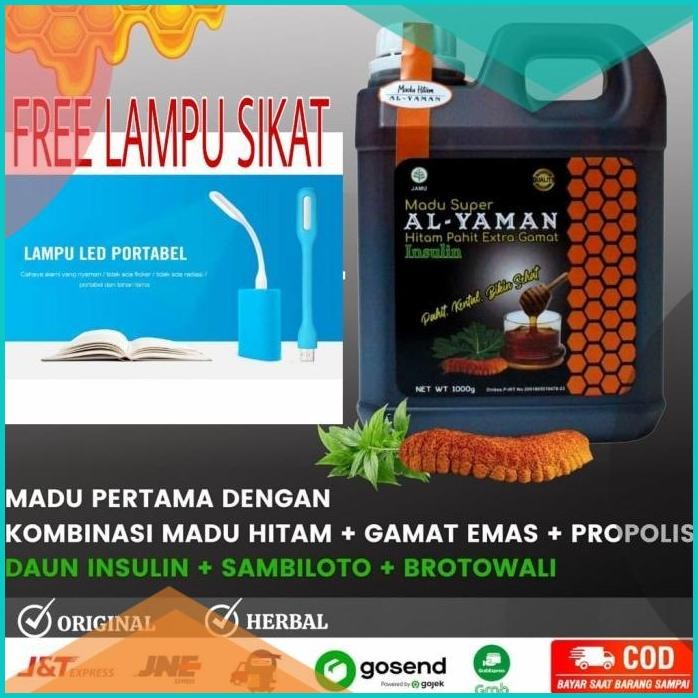 

Madu Al Yaman Madu Hitam Pahit 1Kg Free Lampu USB Plus Insulin Sambil