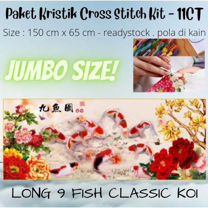 Paket Kristik JUMBO besar DIY Cross Stitch Jahit - KRISTIK IKAN KOI