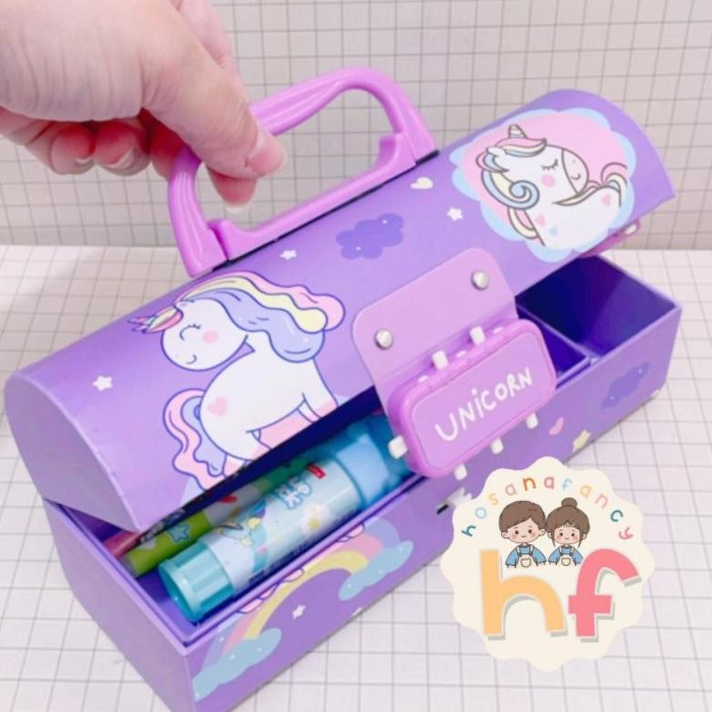 

XD27 Kotak Pensil Karton Lengkung Pakai Kode Kunci/ Tempat Pensil/ Pencil Case - - AY12 Premium