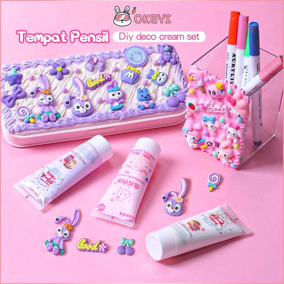 

Terlaris Okeyi Kotak Pensil Diy Set Deco Cream Kit Tempat Pensil Lucu Korea Stationery Box Baru