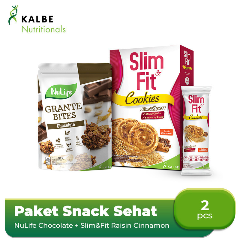 

Paket Snack Sehat - NuLife Grantes Bites Chocolate + Slim&Fit Raisin Cinnamon