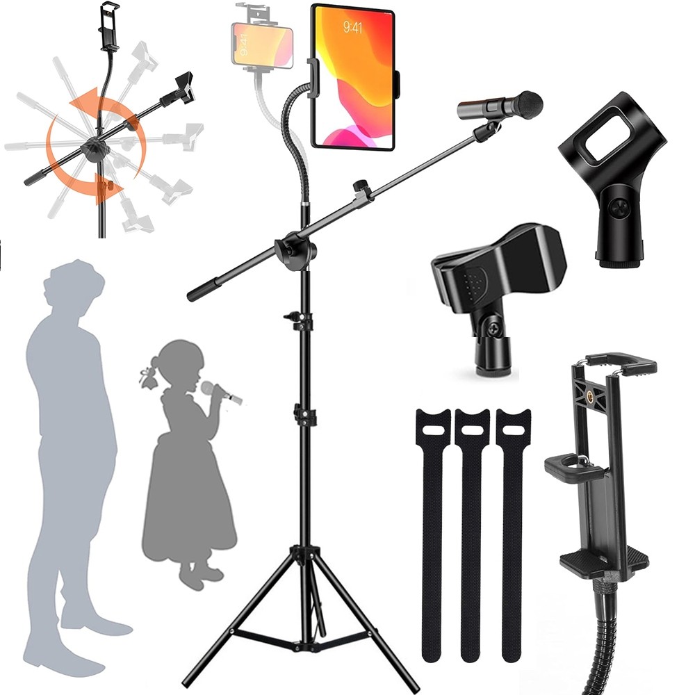 

Dudukan Mikrofon dengan Klip IPAD, Dudukan Mikrofon Lipat Lantai dengan Klip Telepon, Lengan Boom Tripod Tugas Berat dengan 2 Klip Mikrofon dan untuk Panggung Karaoke Bernyanyi |0O96Xb7G|