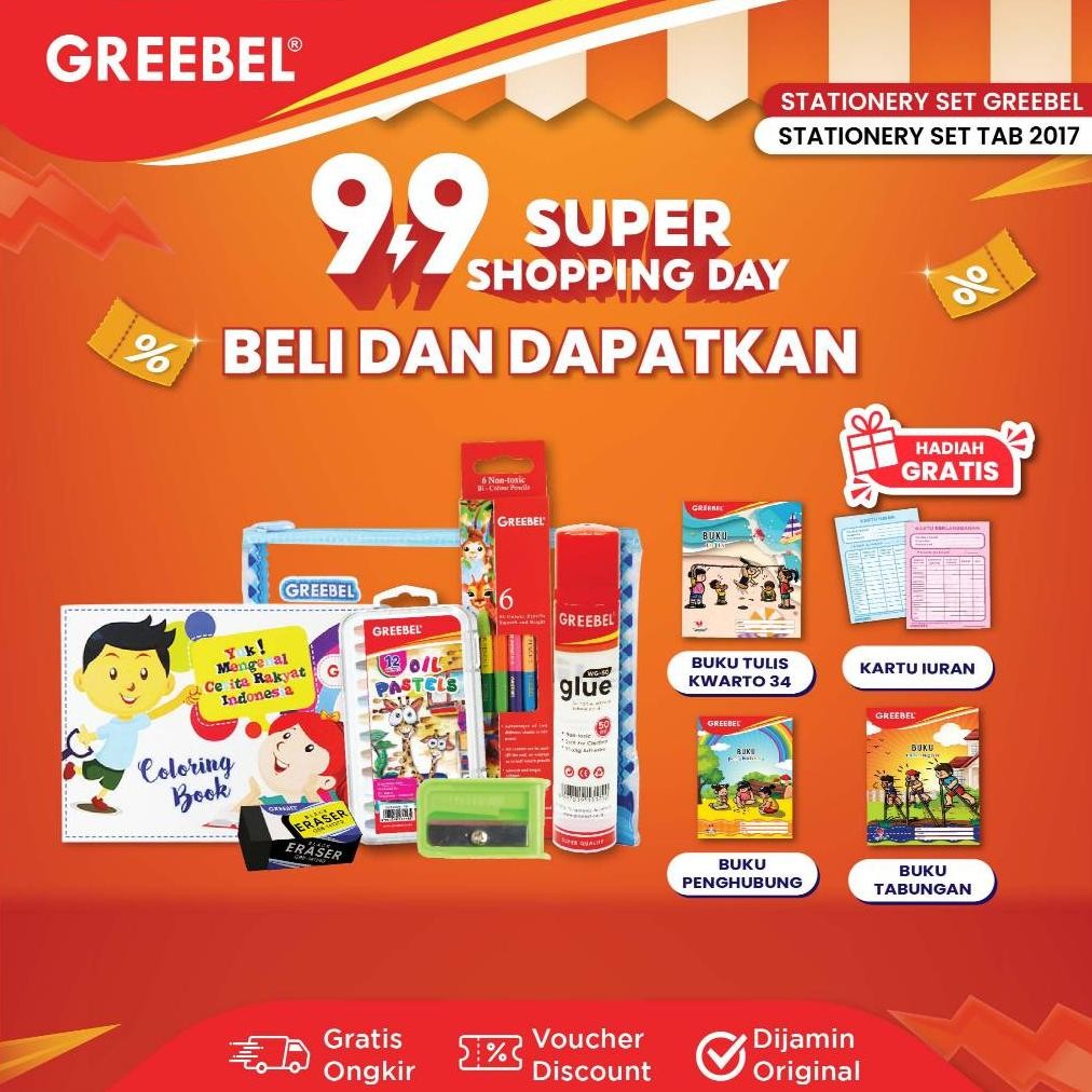 

Original Greebel Paket Alat Tulis (Tab 2017) / Stationary / Stationery Set / Alat Tulis Sekolah / Alat Mewarnai Anak Flase Sale