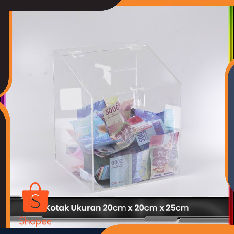 

Promo Kotak Amal Acrylic/Kotak Saran Akrilik Model Miring 20x20x25 cm - Bening Elegan