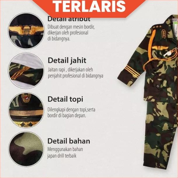 Baju Seragam Profesi Anak Abri Tni Tentara Kostum Lakilaki Setelan Cowok Karnaval Mrkt