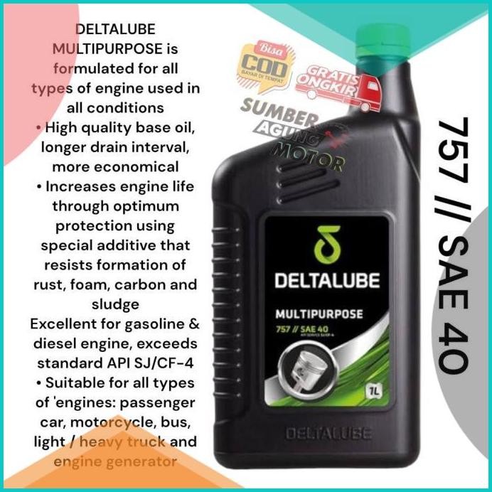OLIE OLI MESIN DELTALUBE 4T 1 LITER 757 SAE 40 MULTIPURPOSE 140BZ4 pe