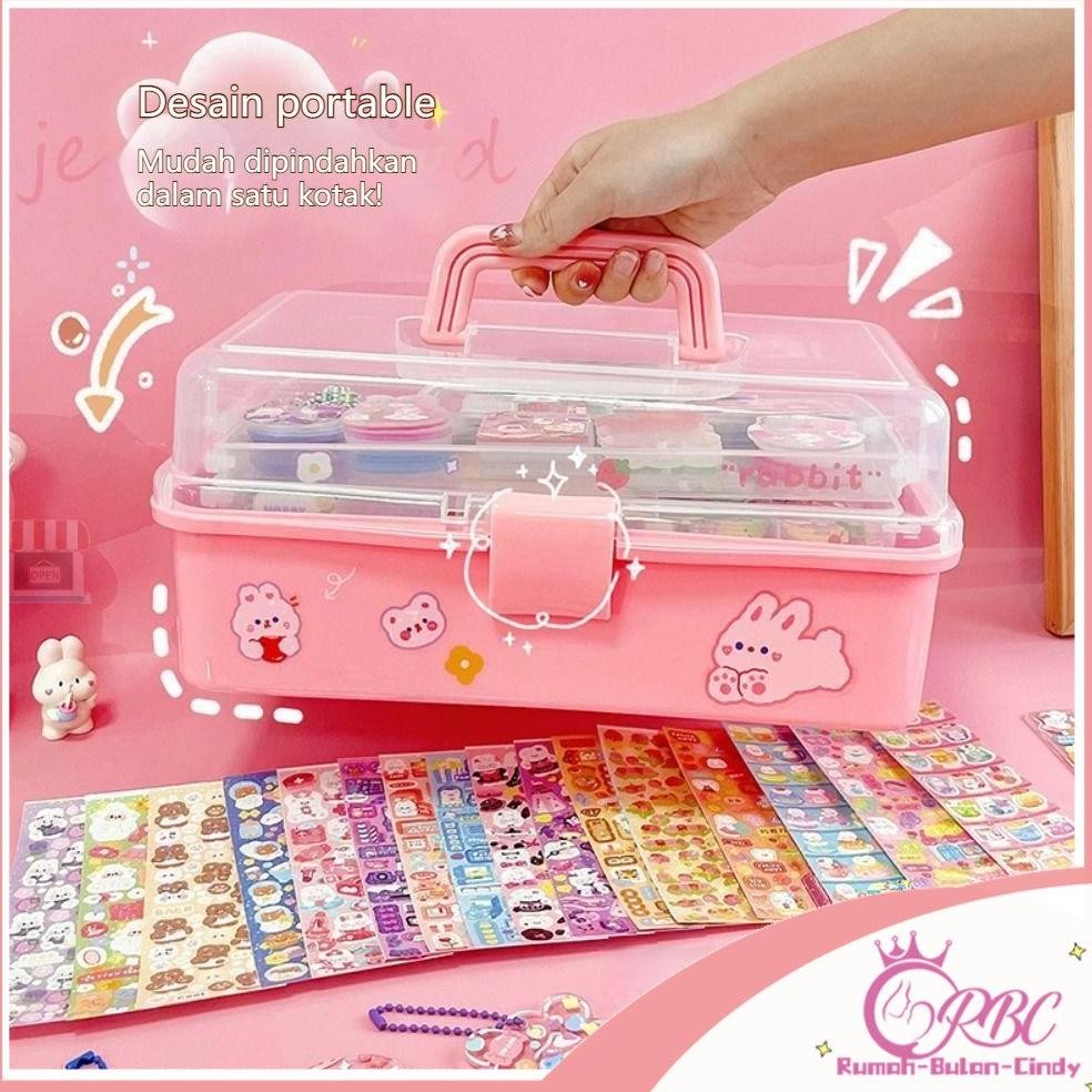 

fx-2 Penjual Lokal670pcs Set Guka Stiker Set DIY Warna Mainan Anak Perlengkapan Sekolah Bahan Akun Manual Alat Tulis Anak Sticker Guka Happy Kotak Tiga Lapis Yang Viral