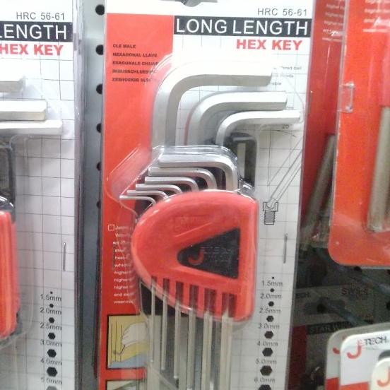 Kunci L Panjang 9 Pcs J-Tech Long Lenght Hex Key