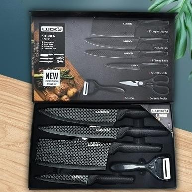 [NEW] Lucky PISAU SET 6 IN 1 TALENAN /Poenscae KITCHEN KNIFE SET / Pisau Dapur Set FREE TALENAN Pisa