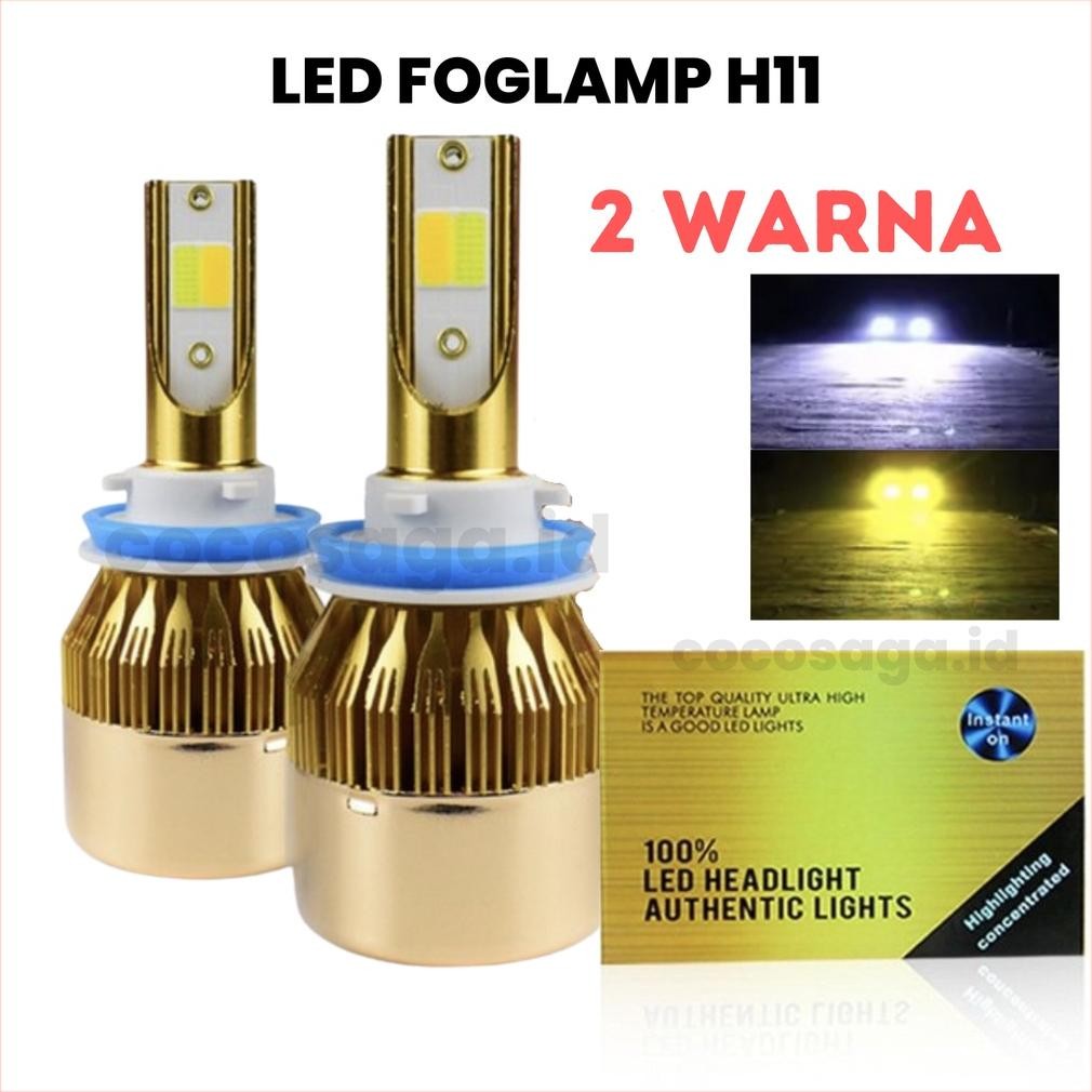 PROMO Lampu LED Foglamp 3 warna soket H11 Mobil (Putih Kuning) 36 watt