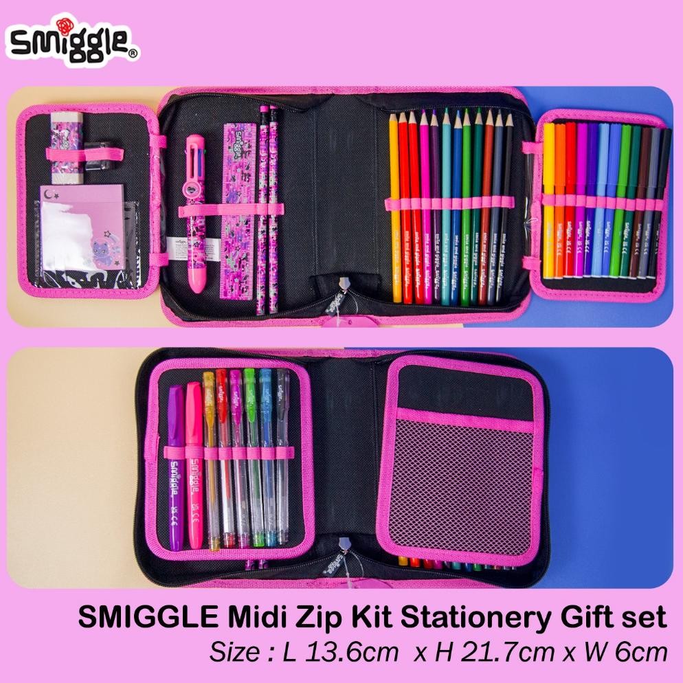 

Paling Laris! SMIGGLE Midi Zip Kit Stationery Gift set Premium