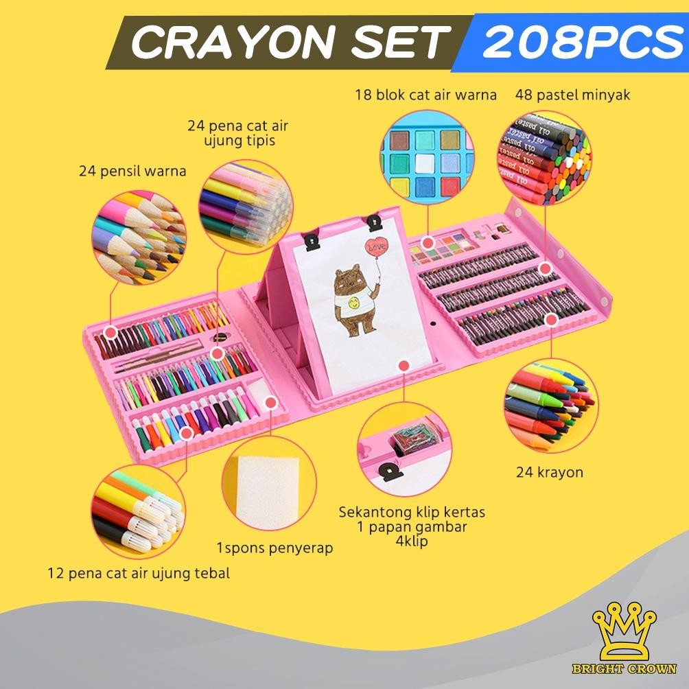 

OKK-1520 BrightCrown Pensil Warna Crayon Set Isi 208pcs & 150pcs / Crayon set Warna Cocok Menggambar Mewarnai Berkualitas