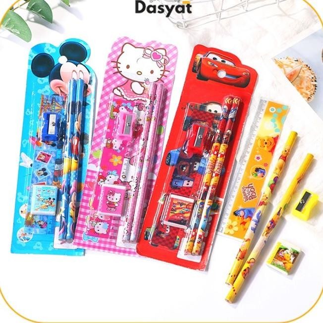 

We69 DOS Stationery Set 5 in 1 Alat Tulis Anak Sekolah Penghapus penggaris Terlaris