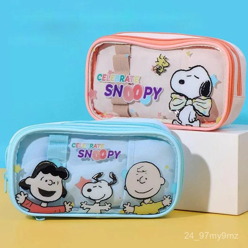 

4 pcs/lot Transparent Snoopy Pencil Case Kawaii Pencil Box Stationery Pouch Cosmetic Bag Office School Supplies KQZA