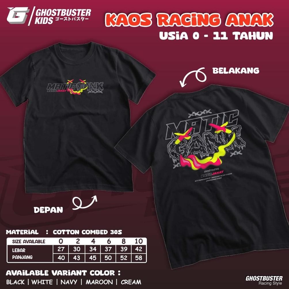 Promo Kaos Racing Anak Matic Gank Standart Kirian Motor Matik Beat Vario Scoopy Aerox Baju Distro At