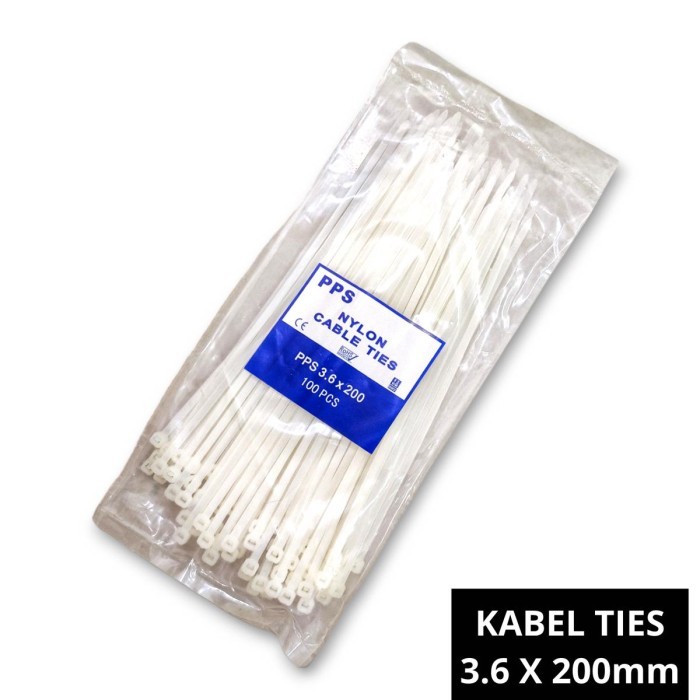 

$+$+$+$+] Kabel Ties 3.6x200mm Putih Cable Tie Tis 3.6x200 mm Wire Zip Ikat