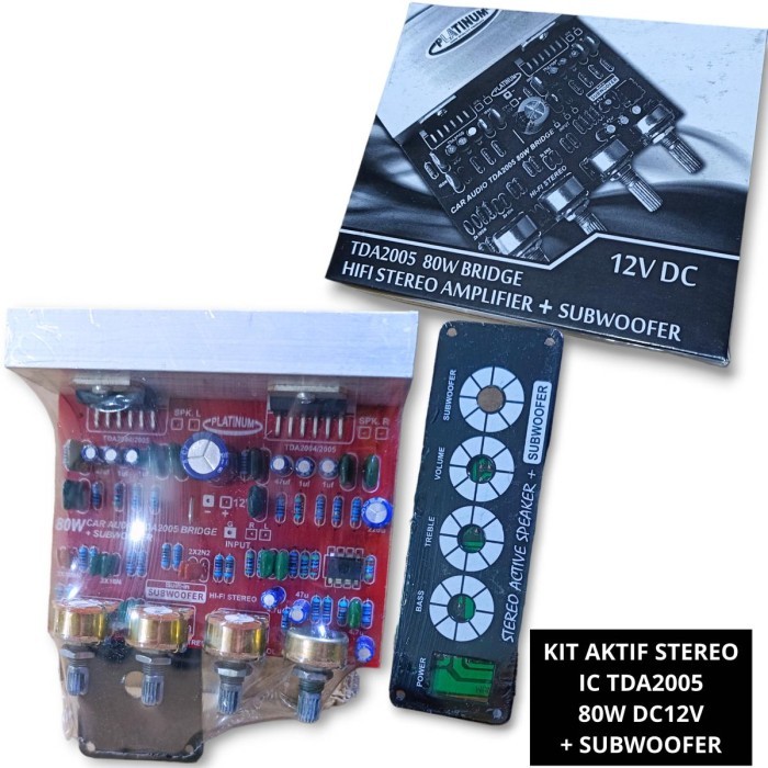 ___] Kit Power Aktif Stereo TDA2005 80W + Plat + Subwoofer DC 12V