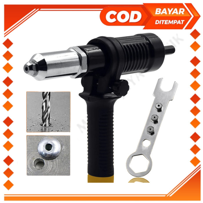 Barang Ready Adaptor Rivet Mesin Bor Adaptor Listrik Kepala Paku Rivet Tangan