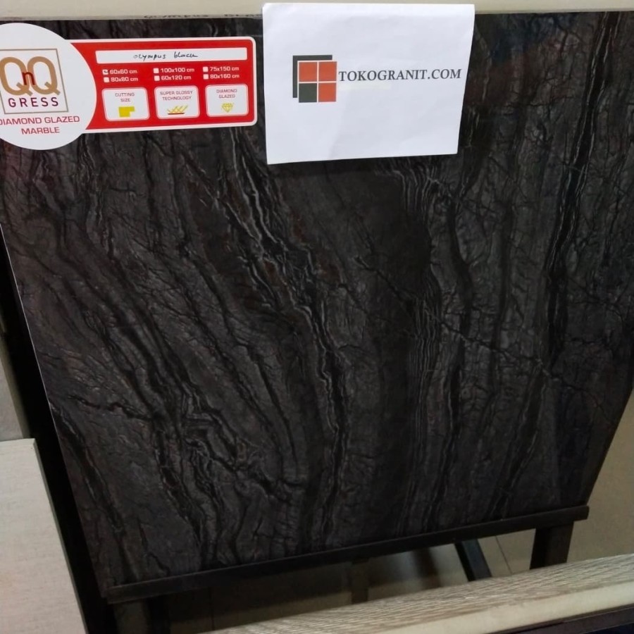 GRANIT LANTAI QNQ OLYMPUS BLACK KILAP 60X60/1.44M/DUS[FREE ONGKIR]