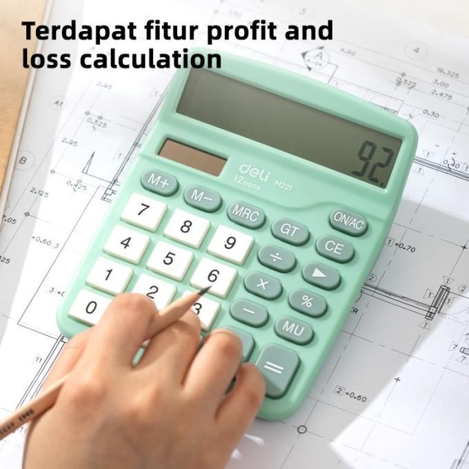 

et-98 Deli Kalkulator Meja / Desktop Calculator Layar 12 Digit Warna Lucu EM221 Murah