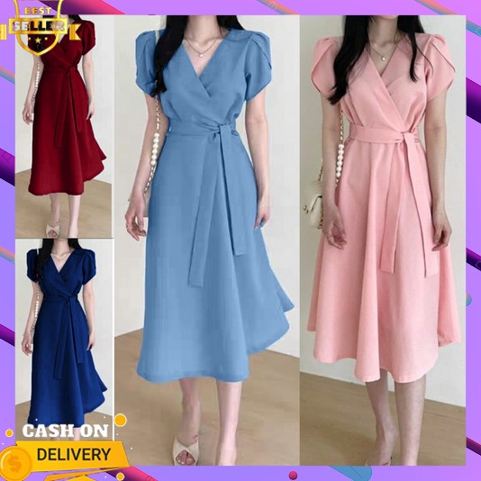 Dress Wanita Terbaru 223 Korean Style Pakaian Gaun Pesta Penyanyi Gsmis Tunik Modern Simple Bahan Pr
