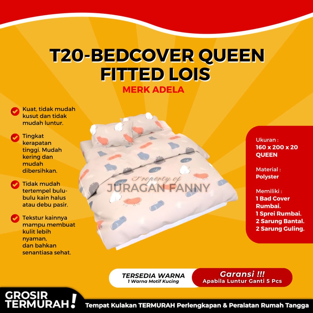 T20-BEDCOVER QUEEN FITTED LOIS