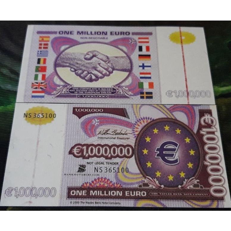 New Arrivals Replika Uang 1000000 Euro Salaman One Million 1Jt 1 Juta Ktl