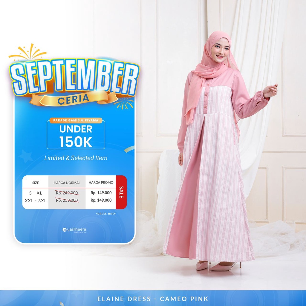 Baju Gamis Elaine by Yasmeera / Baju Gamis Dress Perempuan Dewasa / Baju Promo September