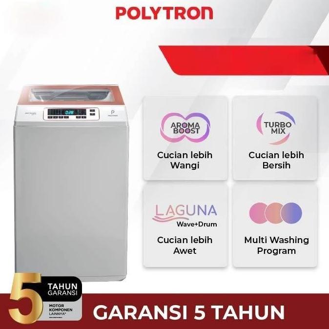 @=@=@=@=] POLYTRON Mesin Cuci 1 Tabung Zeromatic 9 KG PAW 9028 - Putih
