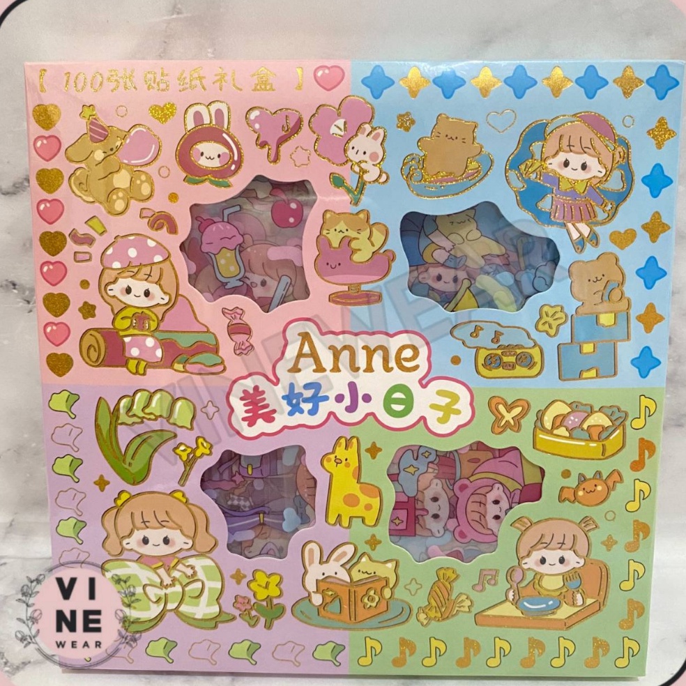 

[CODE BARANG 512UWJ] Stiker 2D 100 Lembar Sticker Anne Kartun Korea Lucu Anti Air Only One