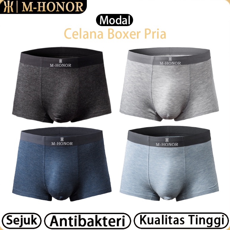 LANGSUNG KIRIM.. M-HONOR Celana Boxer Pria CD Model Dewasa Bernapas Grafena Semuanya Alami Antibakte