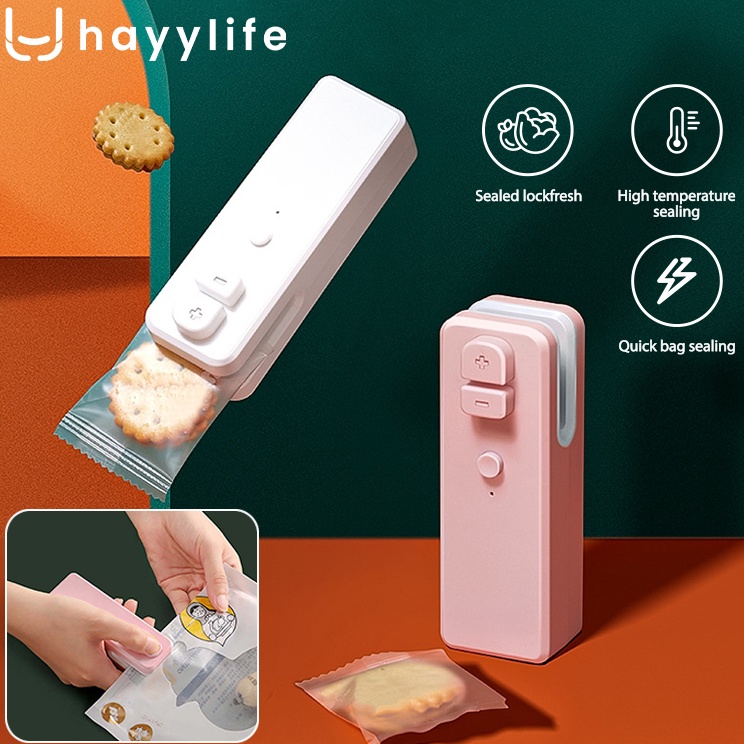 Ready Stock Hayylife Hand Sealer - Alat Press Mini Elektrik Rechargable  Perekat Plastik Makanan Kli