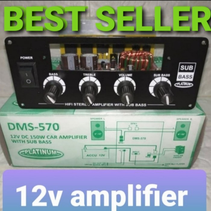 amplifier ampli audio 12v dc 12 v volt mobil motor aki accu dms 570