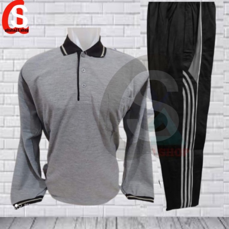 Paling Diminati SETELAN TRAINING KAOS BERKERAH LENGAN PANJANG SATU SET PAKAIAN OLAHRAGA PRIA/WANITA 