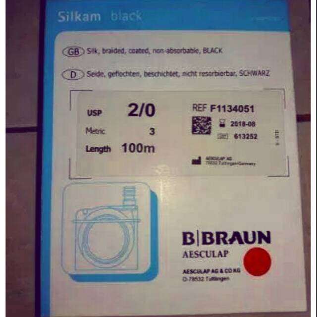 B Braun Silkam Silk Black 2/0 100M