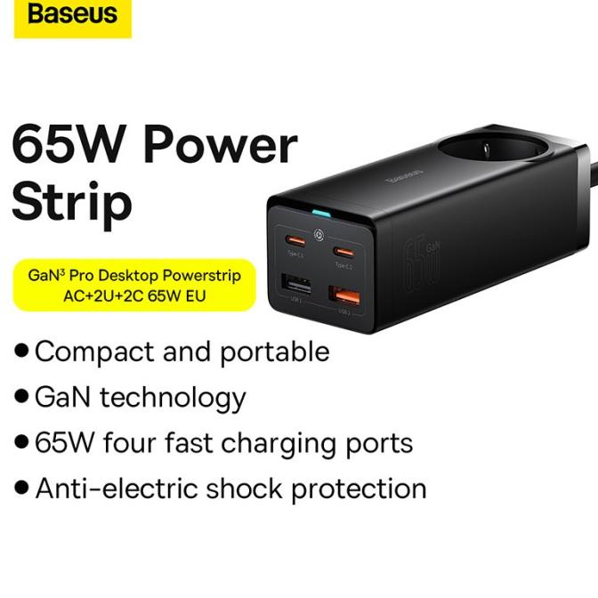 Baseus Charger GaN3 Pro Desktop Powerstrip AC+2U+2C 65W EU
