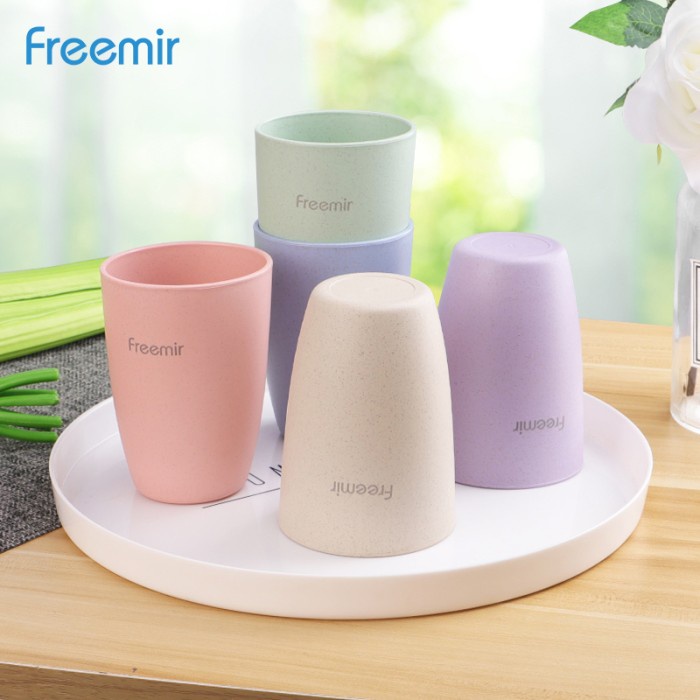 PROMO FREEMIR PIRING MAKAN OVAL SET + GELAS CANGKIR WHEATSTRAW BEST QUALITY