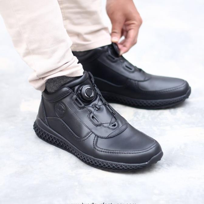 SEPATU PRIA SNEAKERS LACING SYSTEM BRADLEYS HERO BLACK - SEPATU KULIT