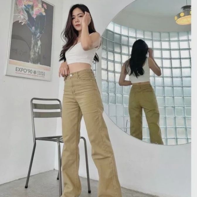 [P-Wご㊖D] TheGirlHouse - CELANA KULOT JEANS WANITA HIGHWAIST/ HIGHWAIST KULOT LOOSE JEANS/ KULOT JEAN